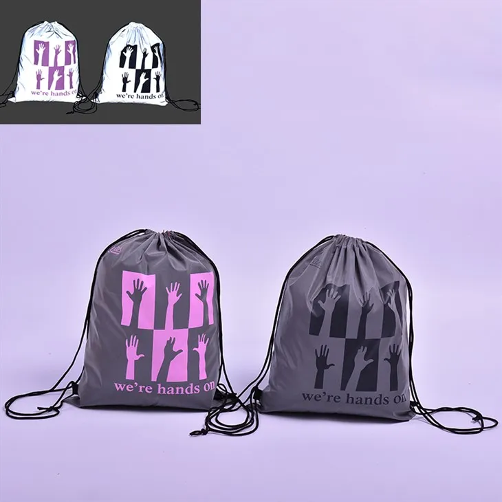 Reflective Polyester Drawstring Hnab ev
